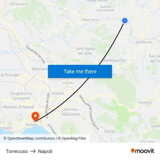 Torrecuso to Naples map