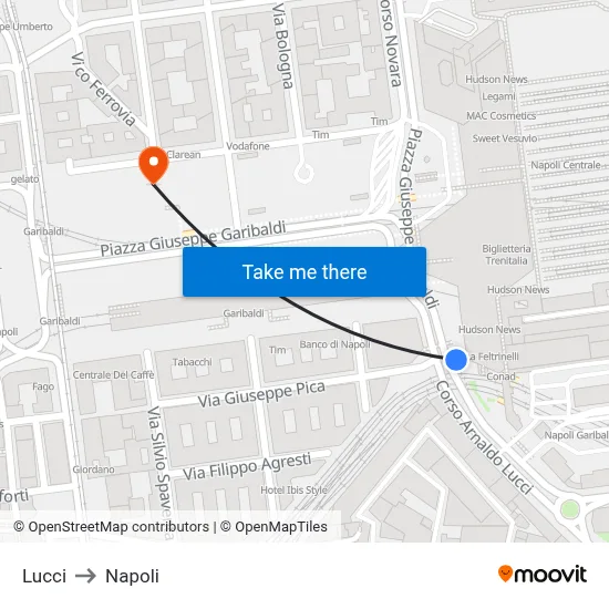 Lucci to Napoli map