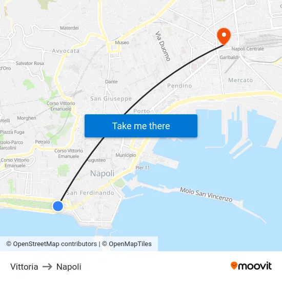 Vittoria to Napoli map