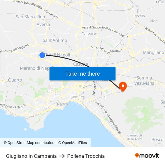Giugliano In Campania to Pollena Trocchia map