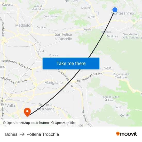 Bonea to Pollena Trocchia map