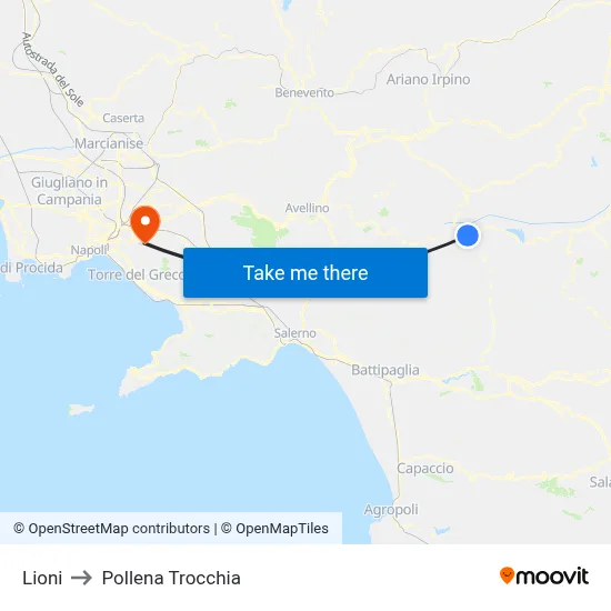 Lioni to Pollena Trocchia map