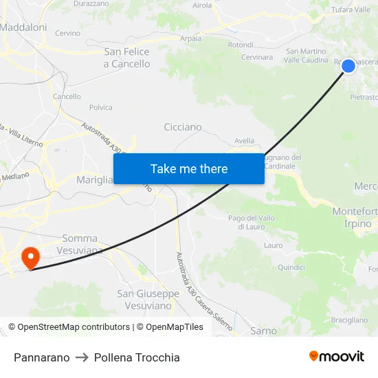 Pannarano to Pollena Trocchia map