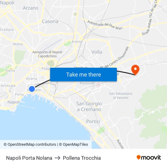 Napoli Porta Nolana to Pollena Trocchia map