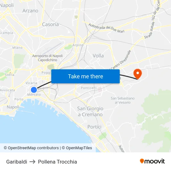 Garibaldi to Pollena Trocchia map