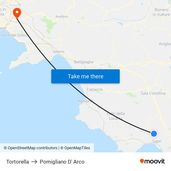 Tortorella to Pomigliano D' Arco map