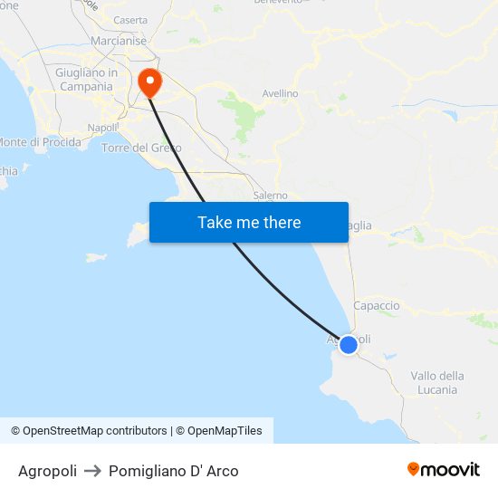 Agropoli to Pomigliano D' Arco map