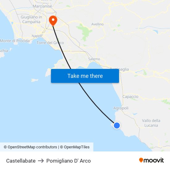 Castellabate to Pomigliano D' Arco map