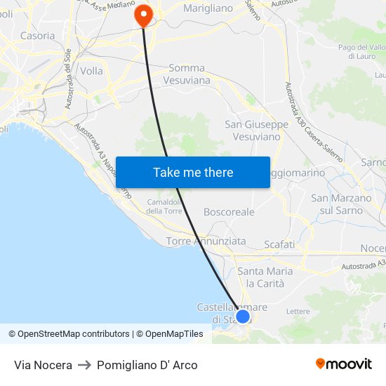 Via Nocera to Pomigliano D' Arco map