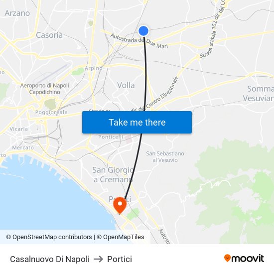 Casalnuovo Di Napoli to Portici map