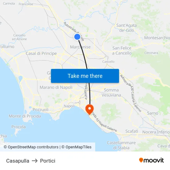 Casapulla to Portici map