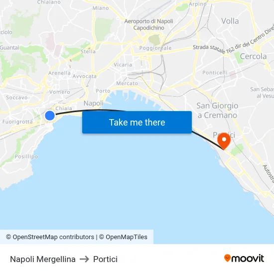 Naples Mergellina to Portici map