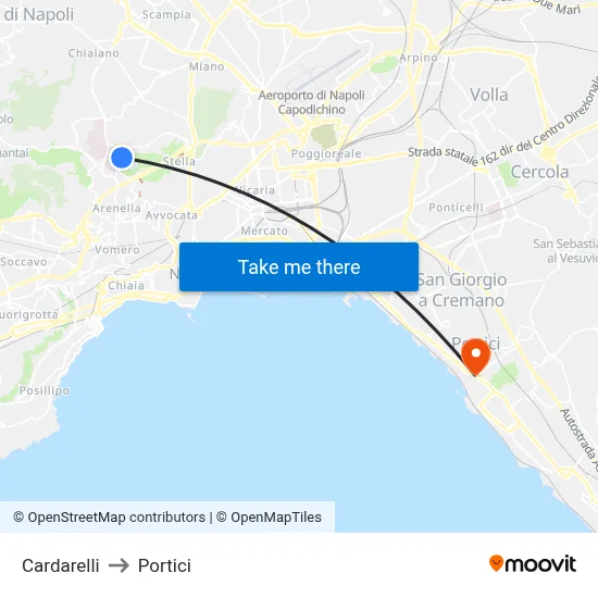 Cardarelli to Portici map
