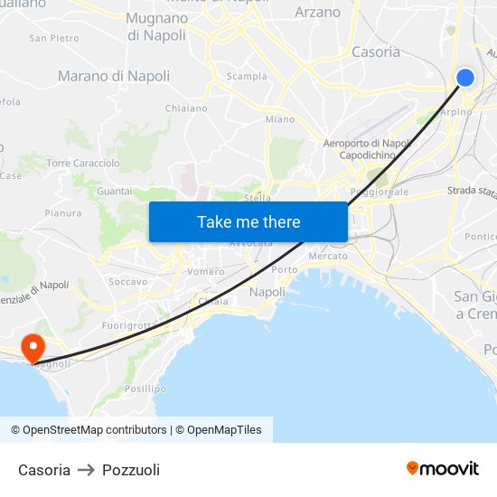 Casoria to Pozzuoli map