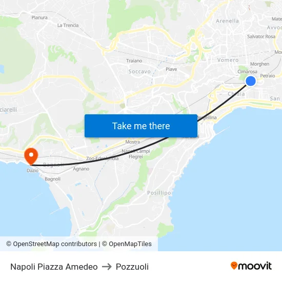 Napoli Piazza Amedeo to Pozzuoli map