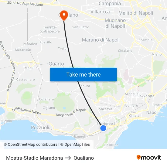 Exhibition-Maradona Stadium to Qualiano map