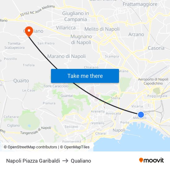 Napoli Piazza Garibaldi to Qualiano map
