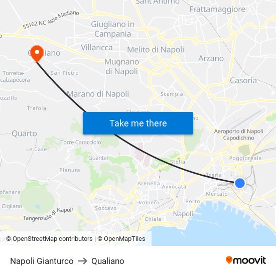 Napoli Gianturco to Qualiano map