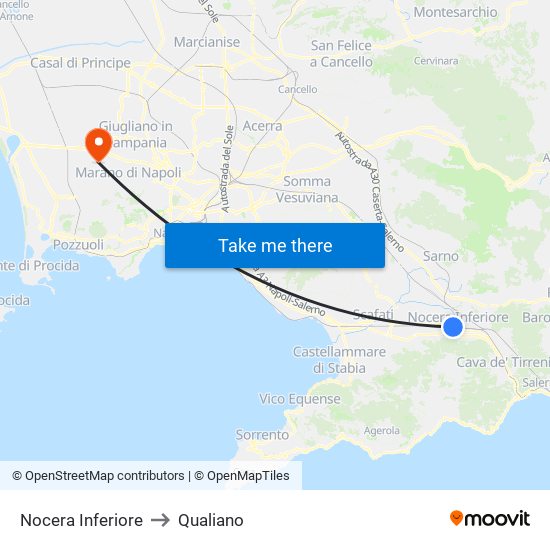 Nocera Inferiore to Qualiano map