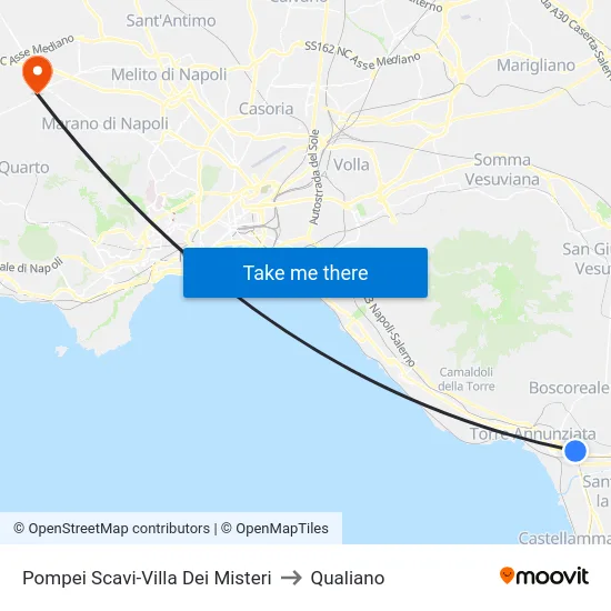 Pompei Scavi-Villa Dei Misteri to Qualiano map