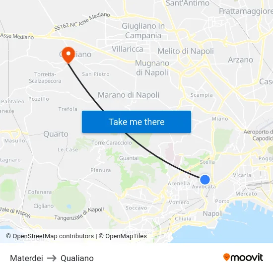 Materdei to Qualiano map