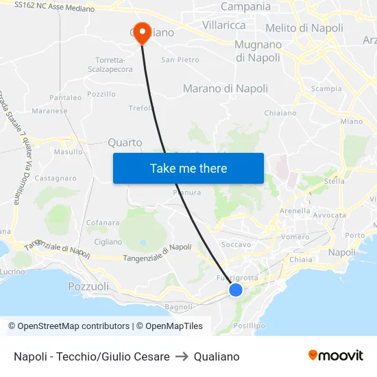 Napoli - Tecchio/Giulio Cesare to Qualiano map