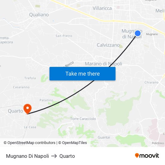 Mugnano Di Napoli to Quarto map