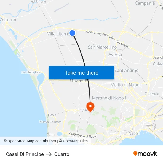 Casal Di Principe to Quarto map