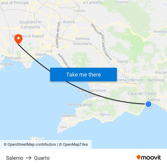 Salerno to Quarto map