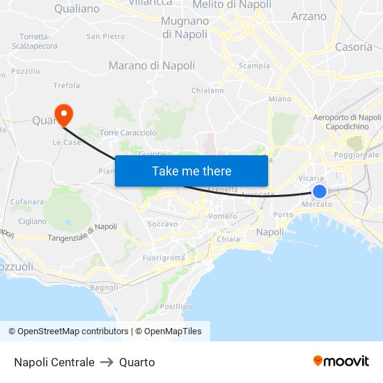 Napoli Centrale to Quarto map