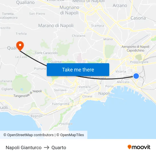 Napoli Gianturco to Quarto map