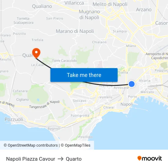 Napoli Piazza Cavour to Quarto map