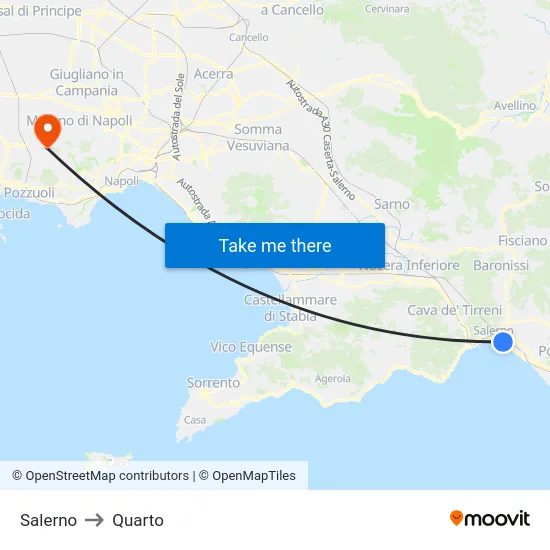 Salerno to Quarto map