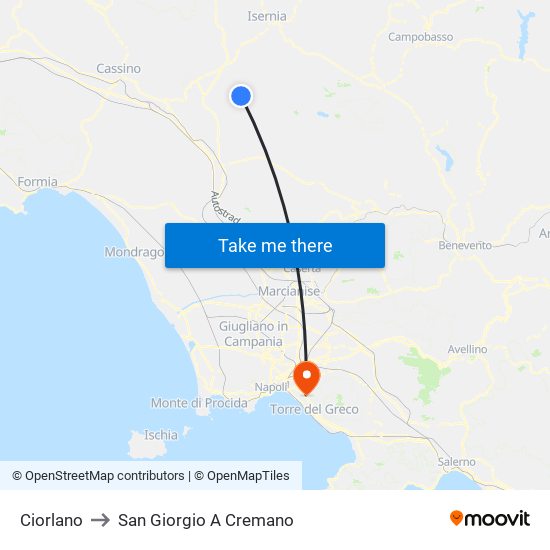 Ciorlano to San Giorgio A Cremano map