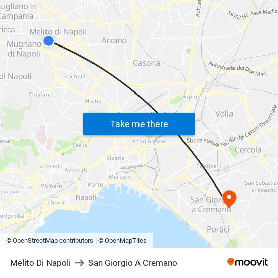 Melito Di Napoli to San Giorgio A Cremano map