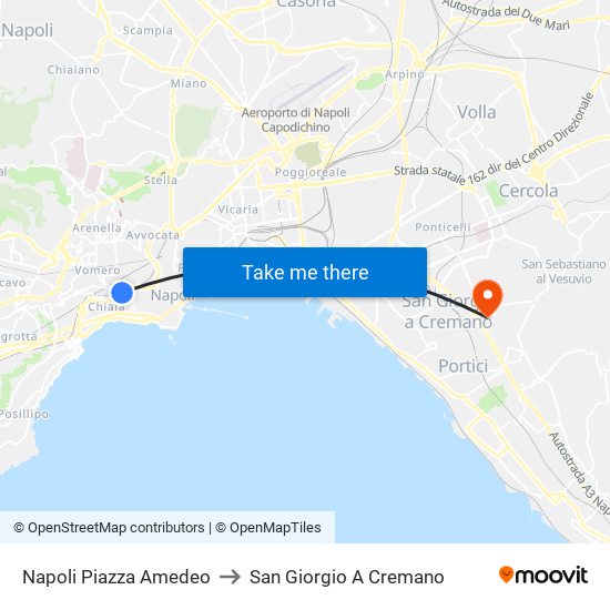 Napoli Piazza Amedeo to San Giorgio A Cremano map