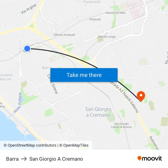 Barra to San Giorgio A Cremano map