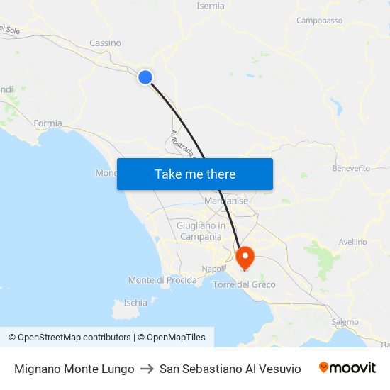 Mignano Monte Lungo to San Sebastiano Al Vesuvio map