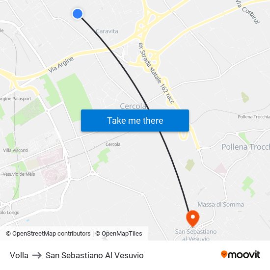 Volla to San Sebastiano Al Vesuvio map