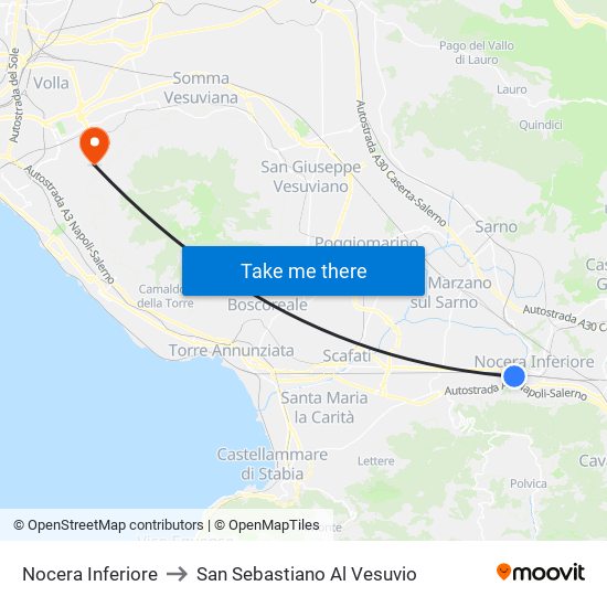 Nocera Inferiore to San Sebastiano Al Vesuvio map