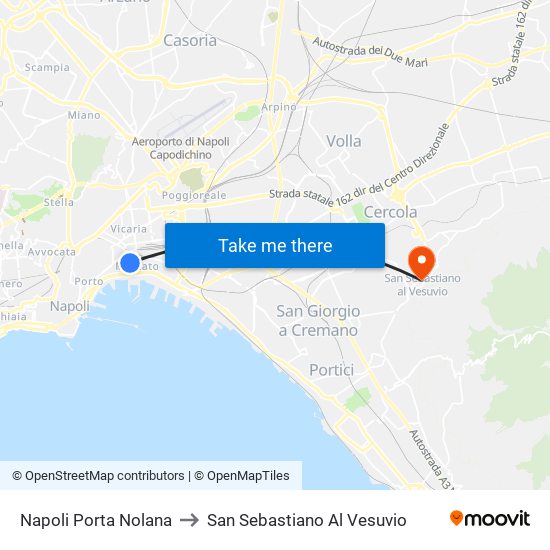 Napoli Porta Nolana to San Sebastiano Al Vesuvio map