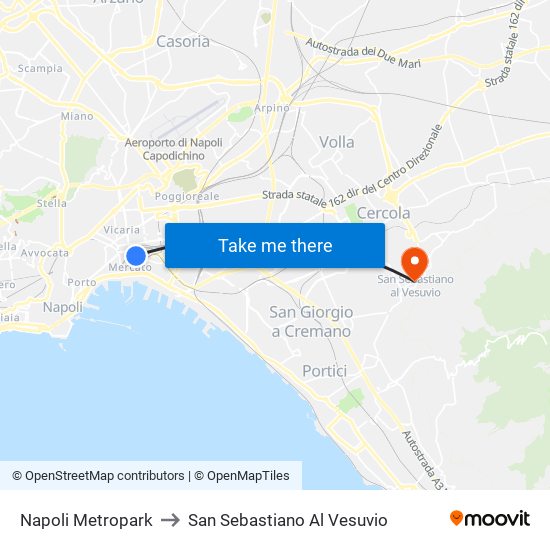 Napoli Metropark to San Sebastiano Al Vesuvio map