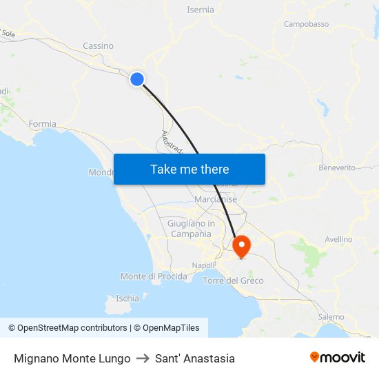 Mignano Monte Lungo to Sant' Anastasia map