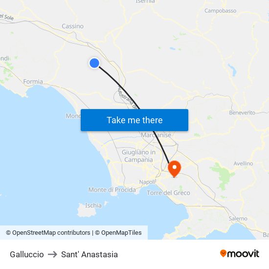 Galluccio to Sant' Anastasia map