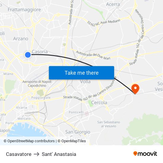Casavatore to Sant' Anastasia map