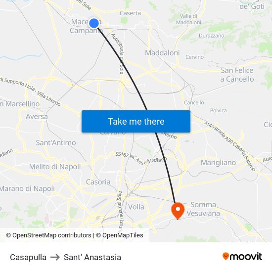 Casapulla to Sant' Anastasia map