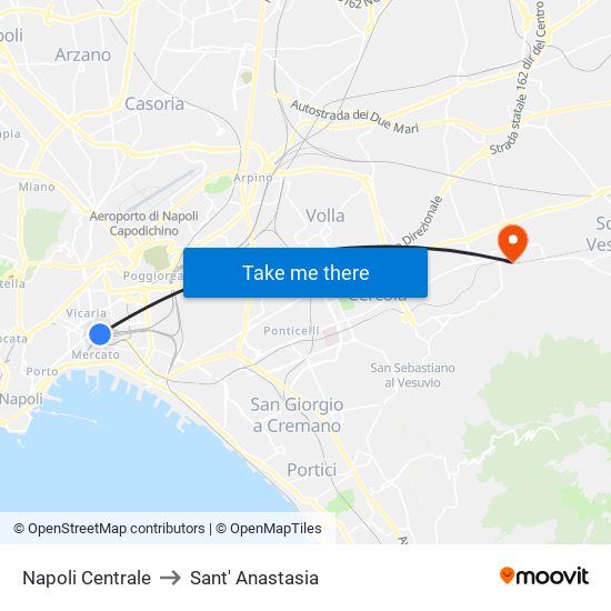 Napoli Centrale to Sant' Anastasia map