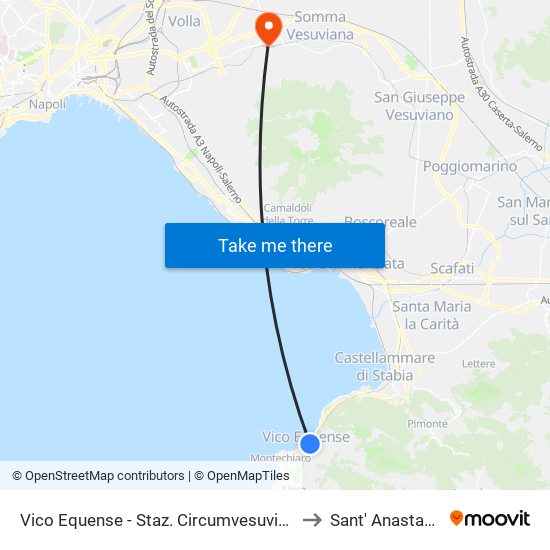 Vico Equense - Staz. Circumvesuviana to Sant' Anastasia map