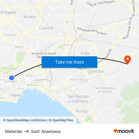 Materdei to Sant' Anastasia map