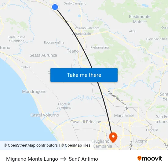 Mignano Monte Lungo to Sant' Antimo map
